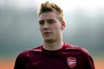Nicklas Bendtner på Arsenals træningsanlæg i Colney, England. Arkivfoto. 