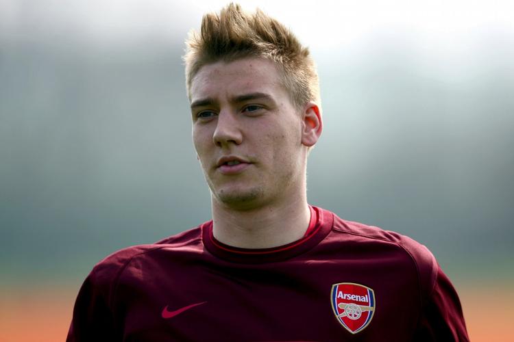 Nicklas Bendtner på Arsenals træningsanlæg i Colney, England. Arkivfoto. 