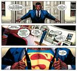 Brystkassen tilhører ikke Clark Kent, men derimod en unavngiven sort mand, som har skiftet fritidsjobbet som journalist ud med en stilling som præsident i USA. Illustration: DC comics. 