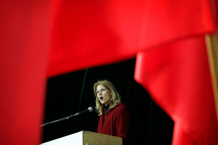 Helle Thorning-Schmidt ved en tidligere 1. maj i Fælledparken. Arkivfoto. 