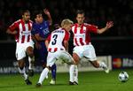 Andreas Johansson (yderst til højre) har spillet samtlige minutter i AaB's to første kampe i Champions League mod Celtic og Manchester United. 