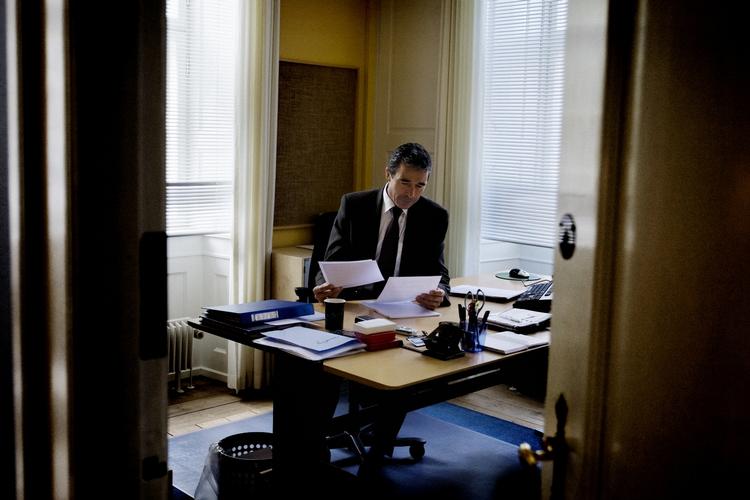 Tidligere statsminister Anders Fogh Rasmussen (V) holder til i et ydmygt kontor i Udenrigsministeriet, indtil han efter sommerferien tiltræder stillingen som Nato’s generalsekretær. 