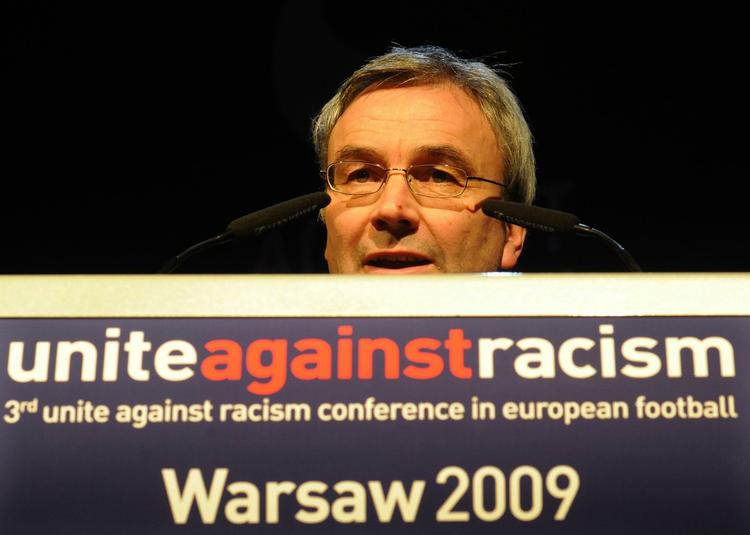 Uefa og David Taylor var for to måneder siden værter for en stor konference om racisme i fodbolden. Arkivfoto. 
