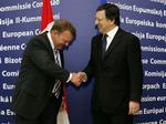 Denmark's Prime Minister Lars Løkke Rasmussen in Brussels to meet the Commissioni President Jose Manuel Barroso. 