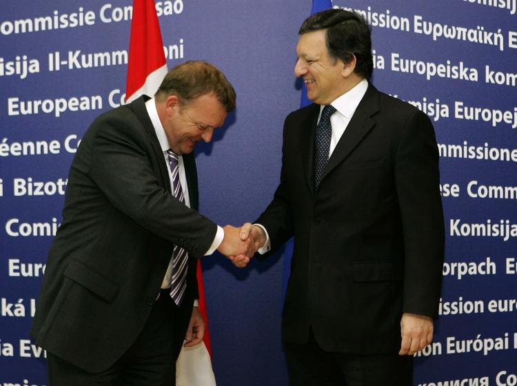 Denmark's Prime Minister Lars Løkke Rasmussen in Brussels to meet the Commissioni President Jose Manuel Barroso. 