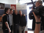 Kim Kristiansen, Kristian Horsager, Rune Grønkjær og Peter Weyergang fotograferes efter sejren i årets Science Cup Danmark. 
