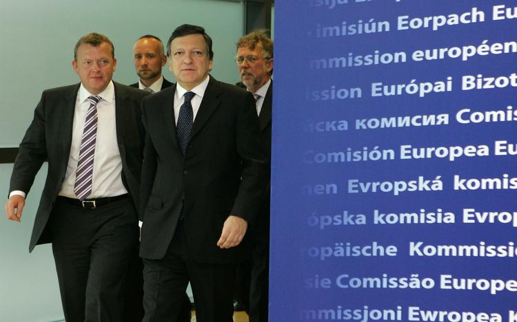 Prime Minister Lars Løkke Rasmussen (left) with EU Commission President Jose Manuel Barroso. 