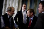Jens Rohde (nr. to fra venstre) ved en debat i Folketinget mellem kandidater til folkeafstemningen til EU-valget i næste måned. Fra venstre ses Kjeld Albrechtsen fra Junibevægelsen, Bendt Bendtsen (K) og Dan Jørgensen (S). 