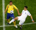 EM i 2008 var den fjerde slutrunde i træk for Anders Svensson, men efter sejren over Grækenland tabte Sverige til både Spanien og Rusland. Arkivfoto. 