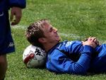 Jesper Grønkjær havde en afslappet træningsdag med FCK oven på DM-triumfen. Foto: Lars Poulsen 