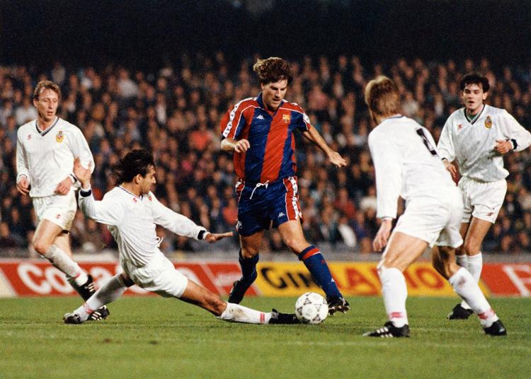 Micahael Laudrup spillede 167 kampe for Barcelona fra 1989 til 1994. I dag kan Barca-fans se den gamle angriber spille i Rom før Barcelona går på banen mod Manchester United i Champions League-finalen. Arkivfoto. 