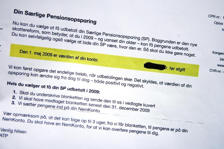 Det beløb, der står i dit SP-brev er meget forskelligt fra det, der kommer til at stå på din konto efter 1. juni. Derfor er det forvirrende at fremhæve den afgift, der skal betales ved udbetalingen, vurderer ATP. 