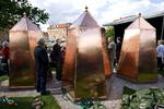 Afsløringen af mindesmærket for den svenske belejring af København. Statuerne er lavet af kunstneren John Cornelius Rægaard. 