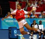 Josephine Touray har spillet sin sidste landskamp for Danmark. Ved OL i Athen i 2004 var Touray med til at skaffe guld. Arkivfoto. 