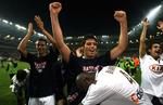 Glade Bordeux-spillere fejrer det franske mesterskab i fodbold. 