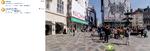 Et udsnit af Strøget i København med Storkespringvandet og til venstre i skærmbilledet de butikker, der kan besøges lige i nærheden. Skærmdump fra De Gule Siders Gadefotos. 