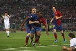 Samuel Eto'o scorede føringsmålet for Barcelona i Champions League-finalen mod Manchester United, men rygterne om hans farvel til klubben er mange i spansk fodbold. Arkivfoto. 