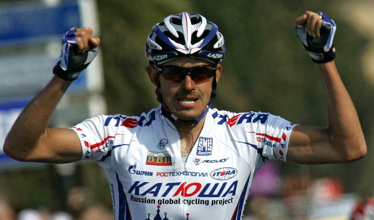 Antonio Colom jubler efter den flotte etapesejr i Paris-Nice. Tre uger senere blev han testet positiv. ARkivfoto. 