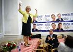 Pia Kjærsgaard var svært tilfreds med Dansk Folkepartis valgresultat, og hun havde kun kun pæne ord til spidskandidat Morten Messerschmidt. 