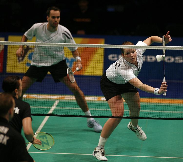 Mixed doublen med Joachim Fischer Nielsen og Christina Pedersen er røget ud af turneringen i Indonesien, hvor der nu ikke er flere danske spillere tilbage. Arkivfoto. 