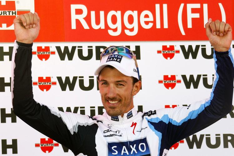 Fabian Cancellara efter første etape i Schweiz, som han vandt. I morgen kan han tage den endelige sejr. Arkivfoto. 
