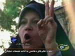 Faezeh Hashemi Rafsanjani, datter af Irans tidligere præsident, taler til en demonstration arrangeret af oppositionen. Billedet er fra det iranske statslige tv (arkivfoto). 