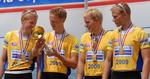 Christian Pedersen (fra venstre), Jens Vilhelmsen, Kasper Jørgensen og Morten Jørgensen vandt også deres andet World Cup-stævne. Foto: Christian Elander Rasmussen, roning.dk 