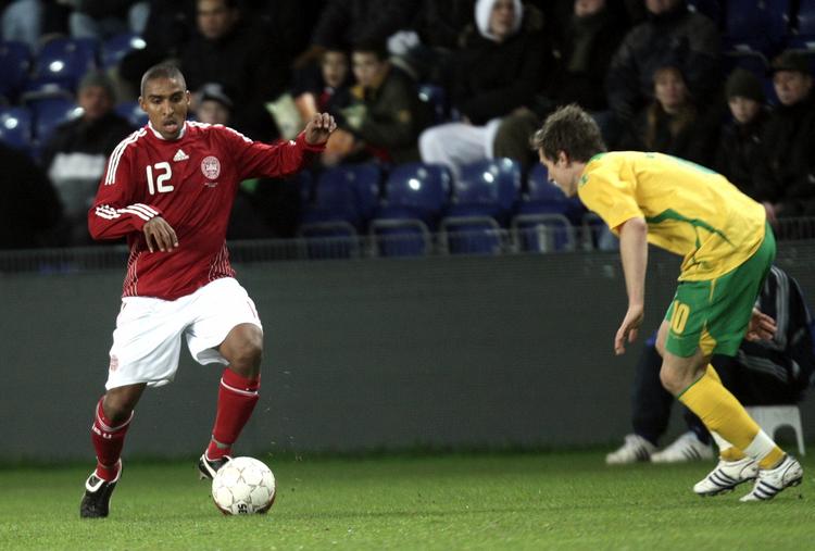 Patrick Mtiliga debuterede på det danske landshold sidste år i 0-1-nederlaget til Wales på Brøndby Stadion. Arkivfoto. 