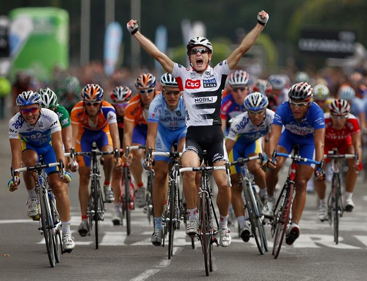 Matti Breschel kom først over stregen i kampen om det danske mesterskab i landevejscykling. Arkivfoto. 