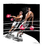 Muhammad Ali mod Joe Frazier. Tegning: Jørn Villumsen 