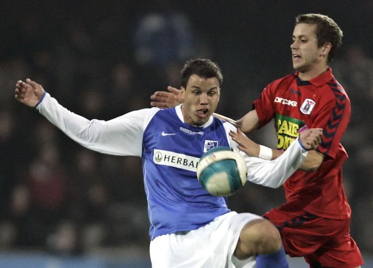 Kári Árnason i kamp for AGF mod Lyngby. Arkivfoto. 
