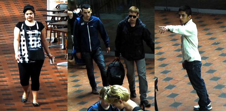 Politiet offentliggjorde i dag billeder af de tre guldrøvere og kvinden, som kørte flugtbilen. De er blevet filmet af overvågningskameraer på Københavns Hovedbanegård. 