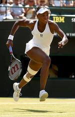 Venus Williams jagter sin sjette Wimbledontitel, og hun kan efter gårsdagens kvartfinaler komme til at stå over for lillesøster Serena i finalen. Foto: Kirsty Wigglesworth/AP 