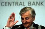 Direktøren for Den Europæiske Centralbank Jean-Claude Trichet på dagens pressemøde. 