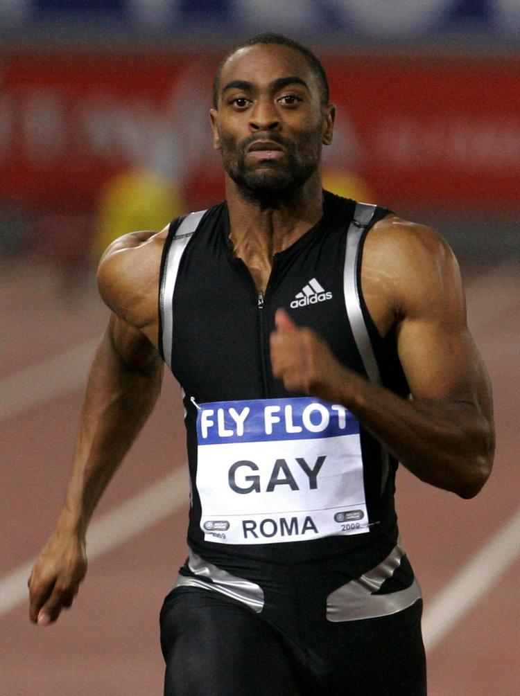 Tyson Gay fik en lidt skidt start i Rom, men derefter rullede han sig helt ud var urørlig i tiden 9,77  sekunder. 