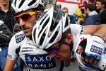 En udmattet Chris Anker Sørensen (th. sammen med Fabian Cancellara) ser sin mulighed for en gang i fremtiden at blive den næste dansker i Tour de Frances prikkede bjergtrøje. Arkivfoto. 