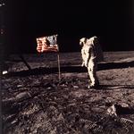 Efter Neil Armstrong var landet på Månen, tog han dette billede af 'Buzz' Aldrin. 