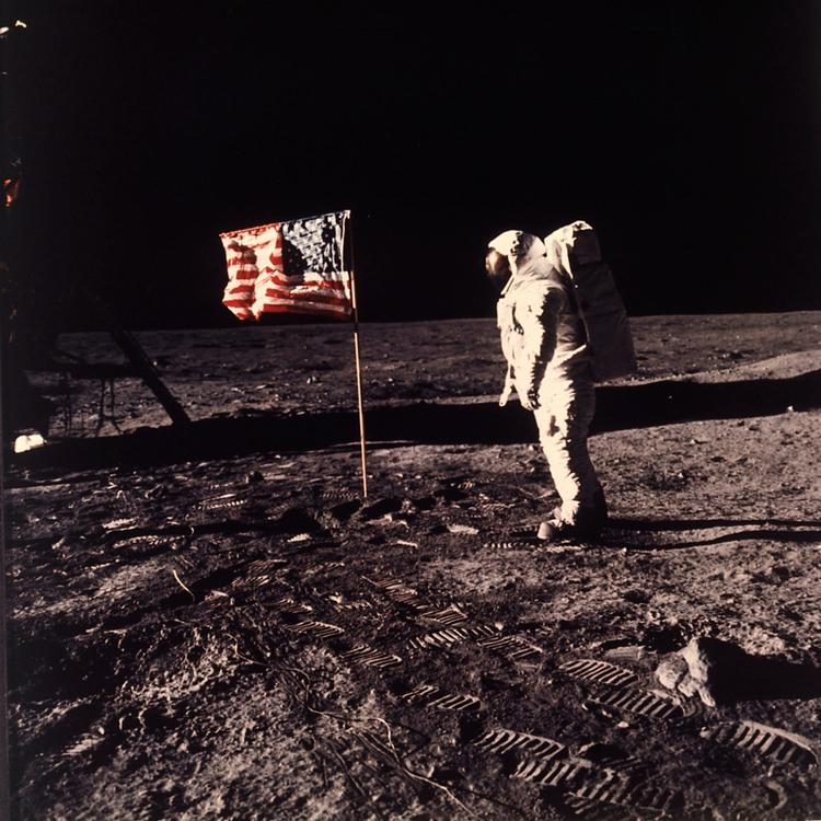 Efter Neil Armstrong var landet på Månen, tog han dette billede af 'Buzz' Aldrin. 
