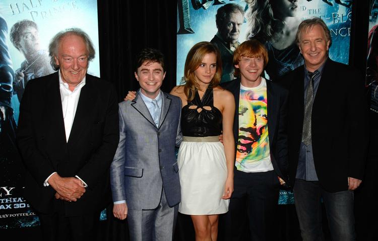 Skuespillerne Michael Gambon, Daniel Radcliffe, Emma Watson, Rupert Grint og Alan Rickman til premiere på 'Harry Potter og halvblodsprinsen' i New York i torsdags. 