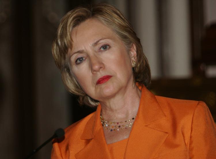 Hillary Clinton på et pressemøde i Thailand i dag. 