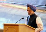 Premierminister Manmohan Sing under stabelafløbningen. Fotoet stammer fra det indiske forsvarsministerium. 