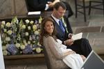 Prins Joachim og prinsesse Marie med deres lille søn inden dåbshandlingen. 