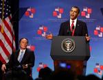 Præsident Barack Obama talte varmt om forholdet til Kina. Men opfordrede samtidig kineserne til at efterleve menneskerettighederne. 