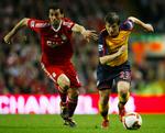 Alvaro Arbeloa, til venstre, skifter fra Liverpool til Real Madrid. Arkivfoto. 