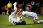 FCK'erne jublede i Parken, da de vandt 3-1 over norske Stabæk. Men nordmændendes træner var ikke imponeret over græsset kvalitet. Arkivfoto. 