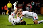César Santin (tv.) og Jesper Grønkjær scorede FCK’s tre mål.  Foto: Martin Lehmann 