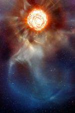 Kunstners gengivelse af billedet af Betelgeuse. 