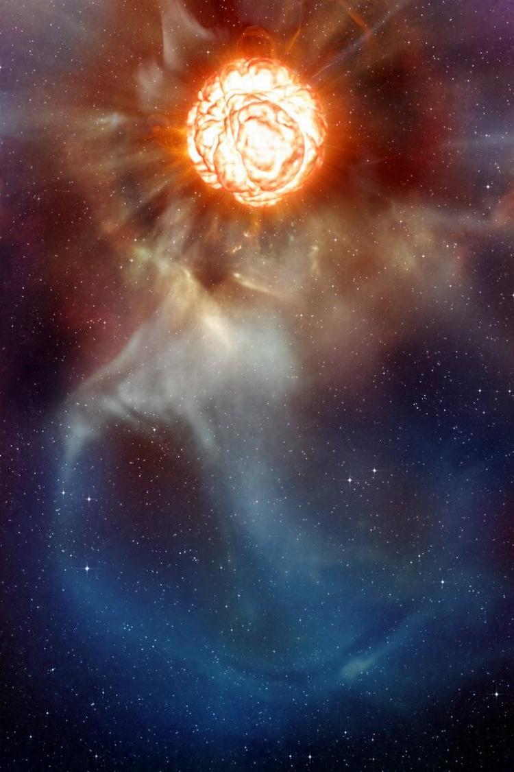 Kunstners gengivelse af billedet af Betelgeuse. 