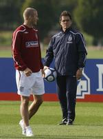 Beskeden er klar, når Fabio Capello beskriver Beckhams chancer for VM-deltagelse. Arkivfoto. 