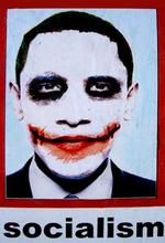 I Batman-tegneserierne er Jokeren en superskurk med hang til det teatralske. Her er han i Obama-udgaven. Plakaten har kunnet ses klisteret op ved indfaldsvejene til Los Angeles samt flere steder på internettet. Ophavsmanden er ukendt. 